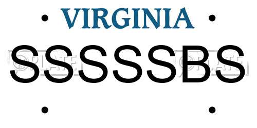 SSSSSBS Virginia License Plate