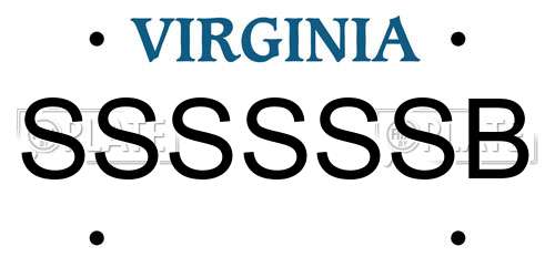SSSSSSB Virginia License Plate