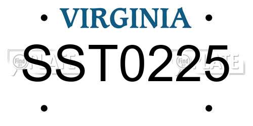 SST0225 Virginia License Plate