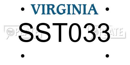 SST033 Virginia License Plate