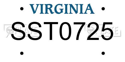 SST0725 Virginia License Plate