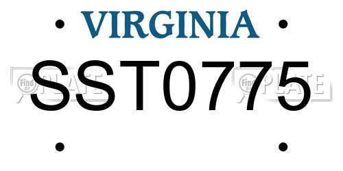 SST0775 Virginia License Plate