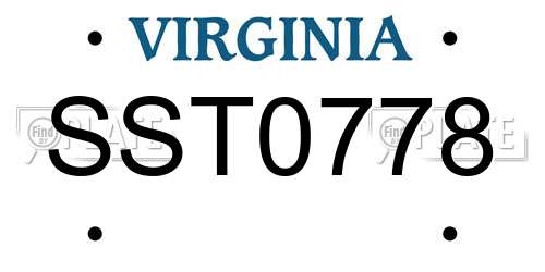 SST0778 Virginia License Plate