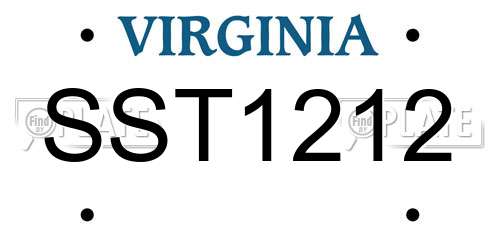 SST1212 Virginia License Plate