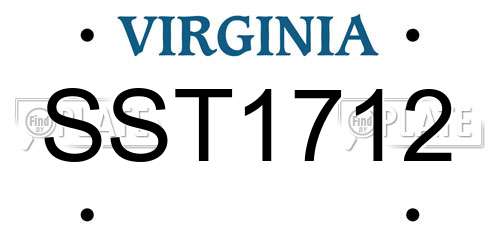 SST1712 Virginia License Plate