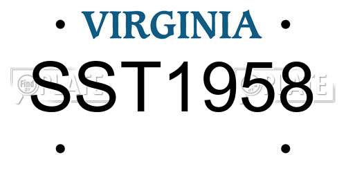 SST1958 Virginia License Plate