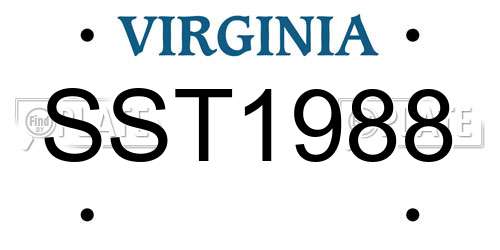 SST1988 Virginia License Plate