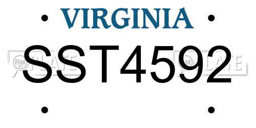 SST4592 Virginia License Plate