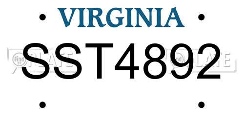 SST4892 Virginia License Plate