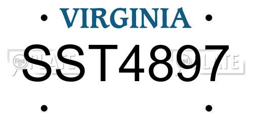SST4897 Virginia License Plate