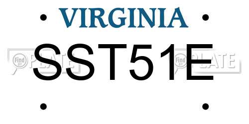 SST51E Virginia License Plate