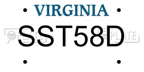SST58D Virginia License Plate