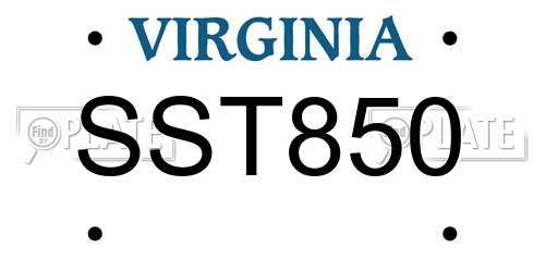 SST850 Virginia License Plate