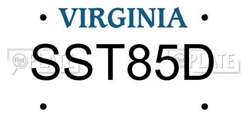 SST85D Virginia License Plate