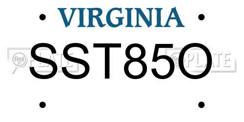 SST85O Virginia License Plate