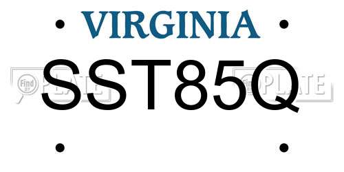 SST85Q Virginia License Plate