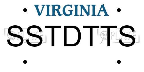SSTDTTS Virginia License Plate