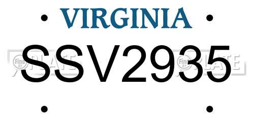 SSV2935 Virginia License Plate