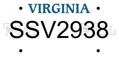 SSV2938 Virginia License Plate
