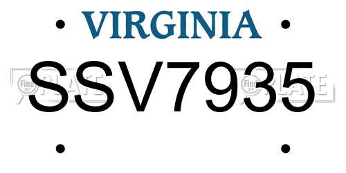 SSV7935 Virginia License Plate