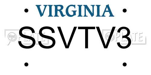 SSVTV3 Virginia License Plate