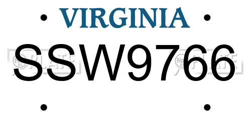 SSW9766 Virginia License Plate