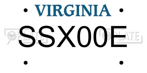 SSX00E Virginia License Plate