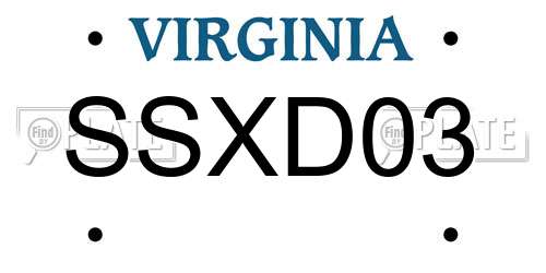 SSXD03 Virginia License Plate