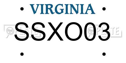 SSXO03 Virginia License Plate