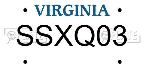 SSXQ03 Virginia License Plate