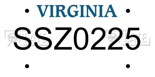 SSZ0225 Virginia License Plate