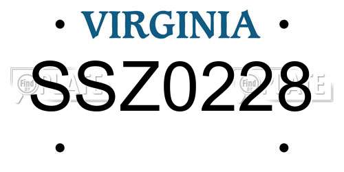 SSZ0228 Virginia License Plate