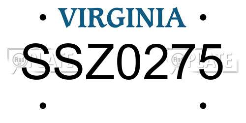 SSZ0275 Virginia License Plate