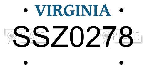SSZ0278 Virginia License Plate