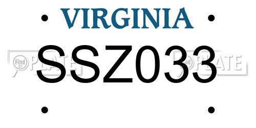 SSZ033 Virginia License Plate