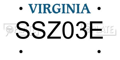 SSZ03E Virginia License Plate