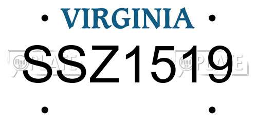 SSZ1519 Virginia License Plate