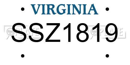 SSZ1819 Virginia License Plate