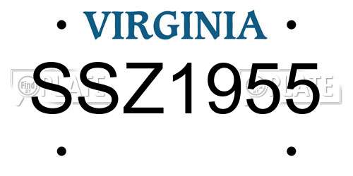SSZ1955 Virginia License Plate