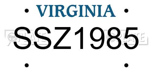 SSZ1985 Virginia License Plate