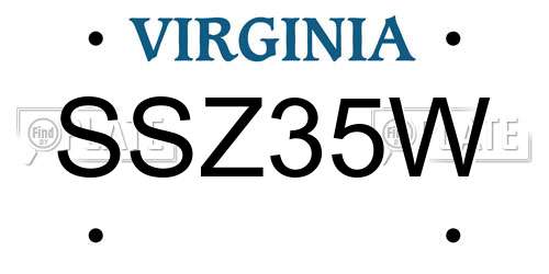 SSZ35W Virginia License Plate