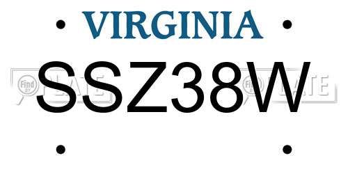 SSZ38W Virginia License Plate