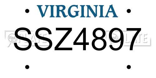 SSZ4897 Virginia License Plate