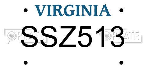 SSZ513 Virginia License Plate