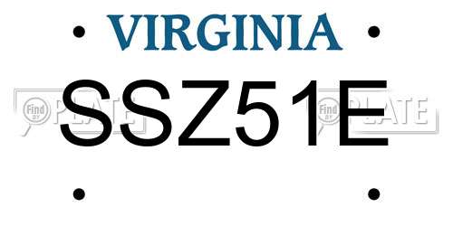 SSZ51E Virginia License Plate
