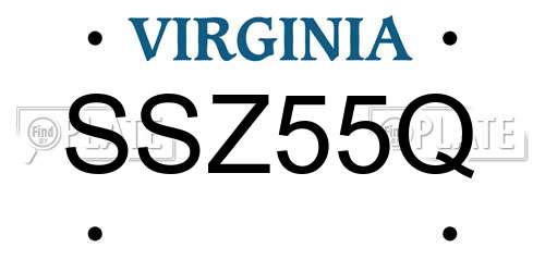 SSZ55Q Virginia License Plate