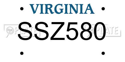 SSZ580 Virginia License Plate
