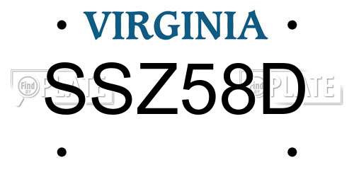 SSZ58D Virginia License Plate