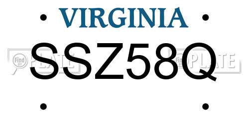 SSZ58Q Virginia License Plate