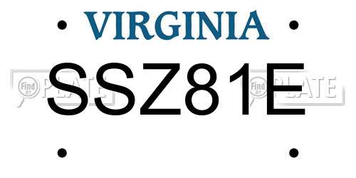 SSZ81E Virginia License Plate